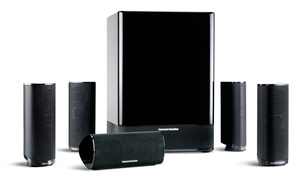 HKTS 18 - Black - 5.1 Home Theater Speaker System (4 Satellites, 1 Center, and a 10 inch 200-Watt Powered Subwoofer) (CEN TS18, SAT TS18, SUB TS18) - Hero